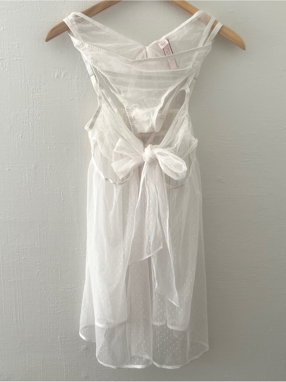 Victoria’s Secret Sheer White Dotted Mesh Chemise and Panty Set - XXL